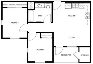 2 Bedroom 1 Bathroom floor plan